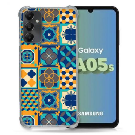 Coque Renforcée En Verre Trempé PourSamsung Galaxy A05S Texture Carreau Ciment Orange