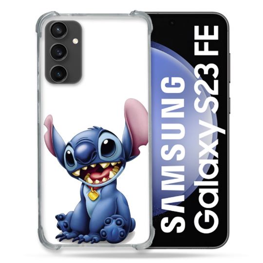 Coque Renforcée En Verre Trempé PourSamsung Galaxy S23 FE Stitch Blanc