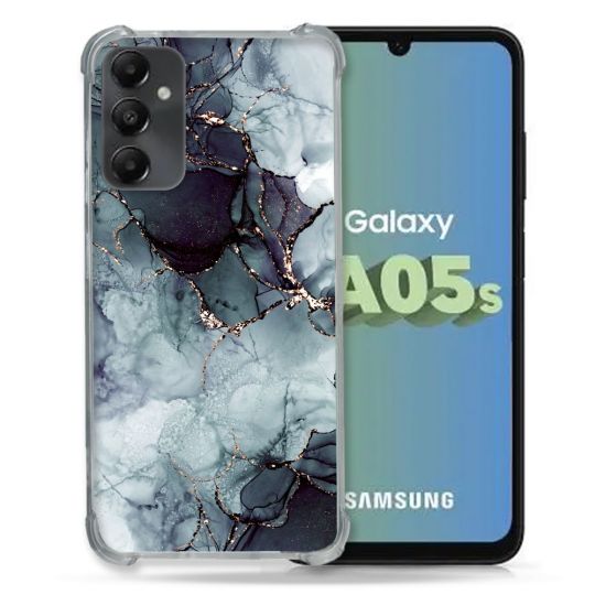 Coque Renforcée En Verre Trempé PourSamsung Galaxy A05S Texture Marbre Gris