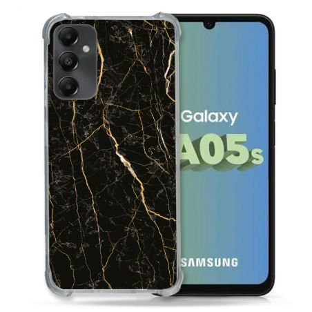 Coque Renforcée En Verre Trempé PourSamsung Galaxy A05S Texture Marbre Noir