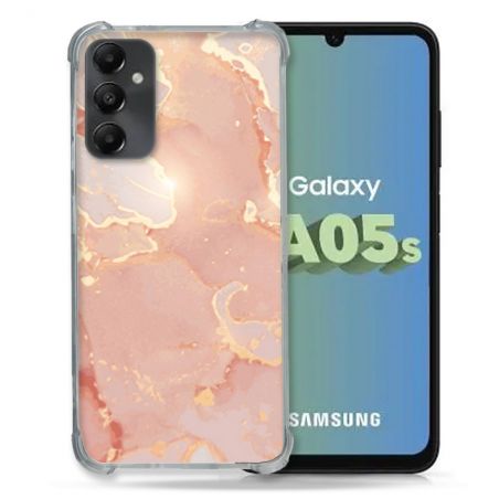 Coque Renforcée En Verre Trempé PourSamsung Galaxy A05S Texture Marbre Rose