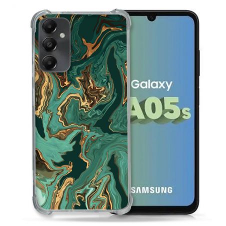 Coque Renforcée En Verre Trempé PourSamsung Galaxy A05S Texture Marbre Vert