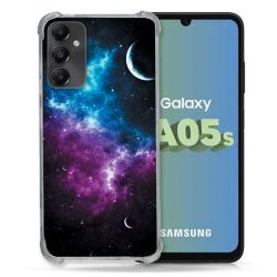 Coque Renforcée En Verre Trempé PourSamsung Galaxy A05S Univers Bleu Violet