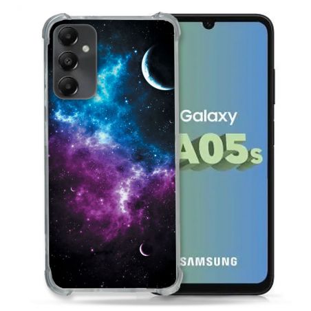 Coque Renforcée En Verre Trempé PourSamsung Galaxy A05S Univers Bleu Violet