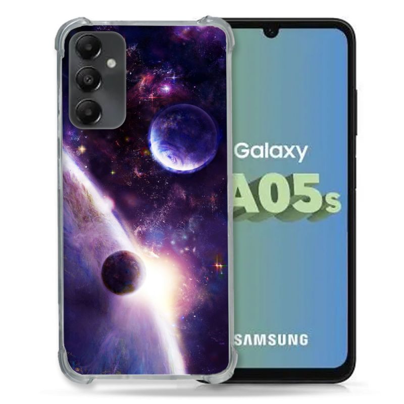 Coque Renforcée En Verre Trempé PourSamsung Galaxy A05S Univers Planete Stellaire