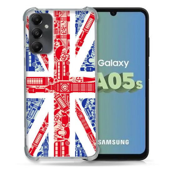 Coque Renforcée En Verre Trempé PourSamsung Galaxy A05S Voyage Angleterre Blanc