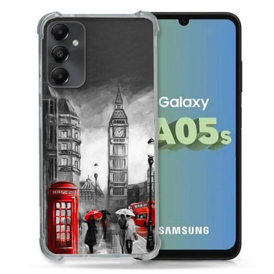 Coque Renforcée En Verre Trempé PourSamsung Galaxy A05S Voyage Angleterre Londres Vintage