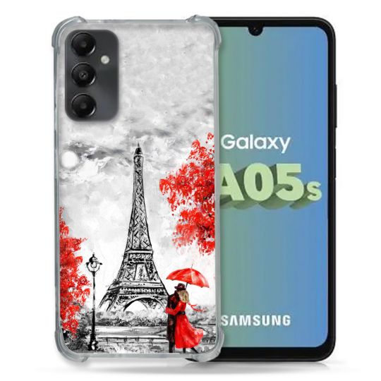 Coque Renforcée En Verre Trempé PourSamsung Galaxy A05S Voyage France Paris Rouge