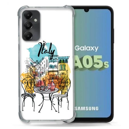Coque Renforcée En Verre Trempé PourSamsung Galaxy A05S Voyage Italie Vintage
