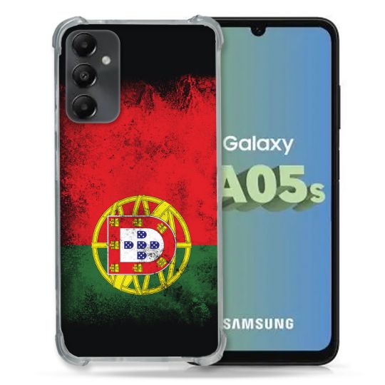 Coque Renforcée En Verre Trempé PourSamsung Galaxy A05S Voyage Portugal Drapeau