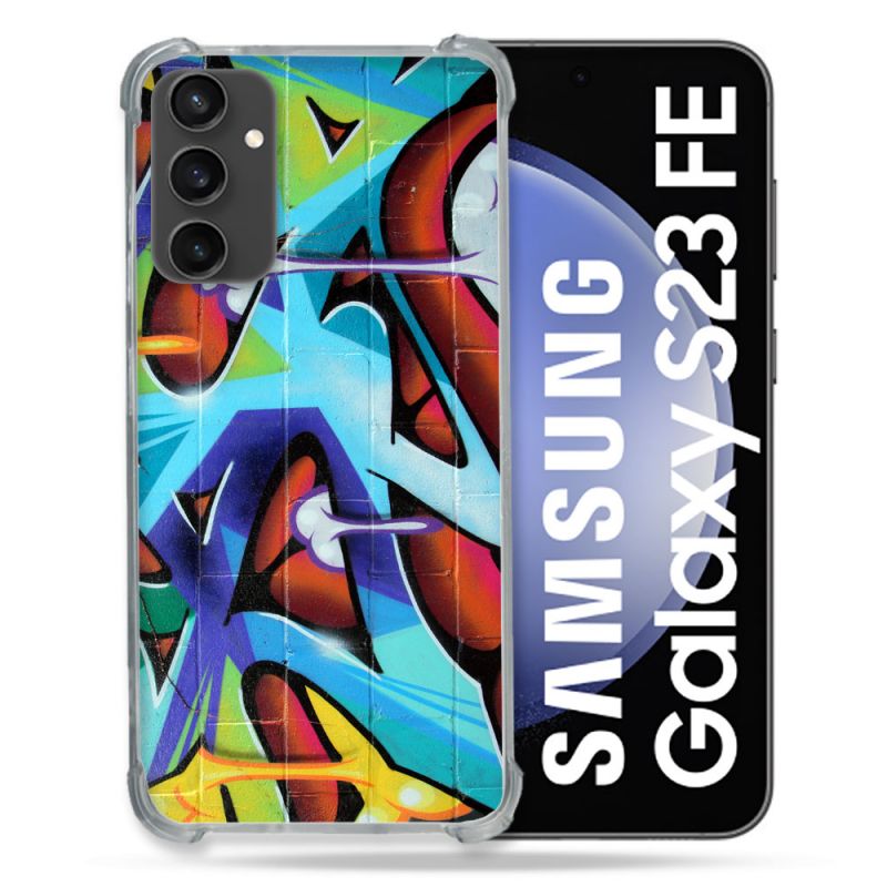 Coque Renforcée En Verre Trempé PourSamsung Galaxy S23 FE Street Art Graf Color