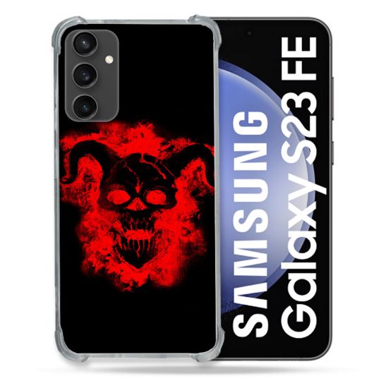 Coque Renforcée En Verre Trempé PourSamsung Galaxy S23 FE Tete de Mort Diable