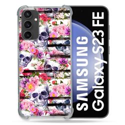Coque Renforcée En Verre Trempé PourSamsung Galaxy S23 FE Tete de Mort Pattern