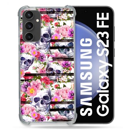Coque Renforcée En Verre Trempé PourSamsung Galaxy S23 FE Tete de Mort Pattern