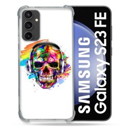 Coque Renforcée En Verre Trempé PourSamsung Galaxy S23 FE Tete de Mort Tag
