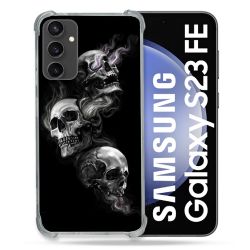 Coque Renforcée En Verre Trempé PourSamsung Galaxy S23 FE Tete de Mort Triple