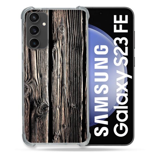 Coque Renforcée En Verre Trempé PourSamsung Galaxy S23 FE Texture Bois