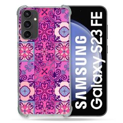 Coque Renforcée En Verre Trempé PourSamsung Galaxy S23 FE Texture Carreau Ciment Violet