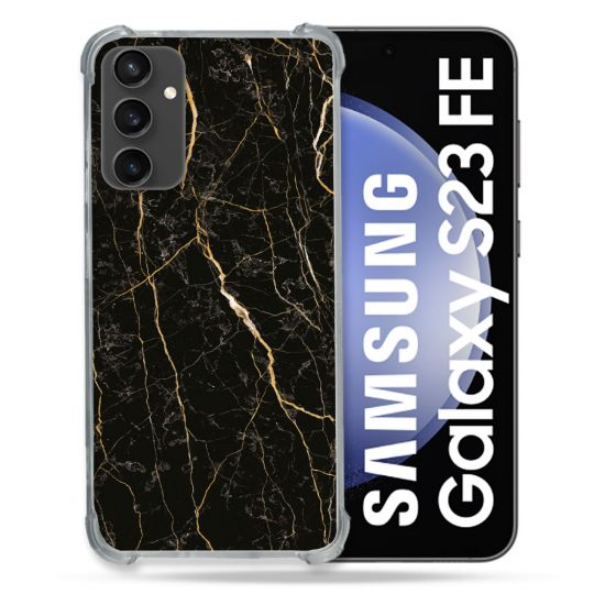 Coque Renforcée En Verre Trempé PourSamsung Galaxy S23 FE Texture Marbre Noir