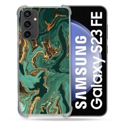 Coque Renforcée En Verre Trempé PourSamsung Galaxy S23 FE Texture Marbre Vert