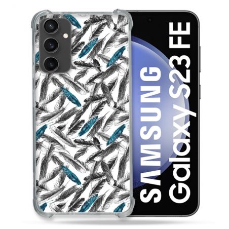 Coque Renforcée En Verre Trempé PourSamsung Galaxy S23 FE Texture Plume Canard