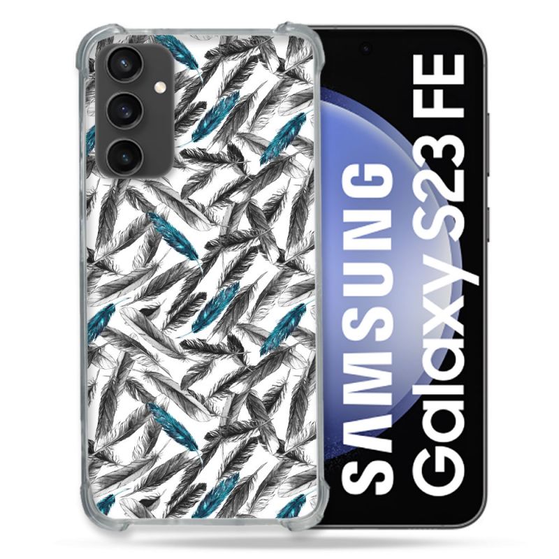 Coque Renforcée En Verre Trempé PourSamsung Galaxy S23 FE Texture Plume Canard