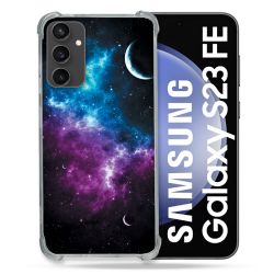Coque Renforcée En Verre Trempé PourSamsung Galaxy S23 FE Univers Bleu Violet