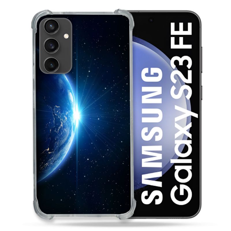 Coque Renforcée En Verre Trempé PourSamsung Galaxy S23 FE Univers Planete Terre