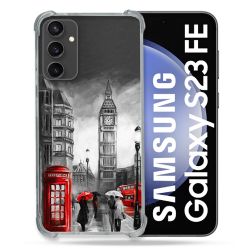 Coque Renforcée En Verre Trempé PourSamsung Galaxy S23 FE Voyage Angleterre Londres Vintage