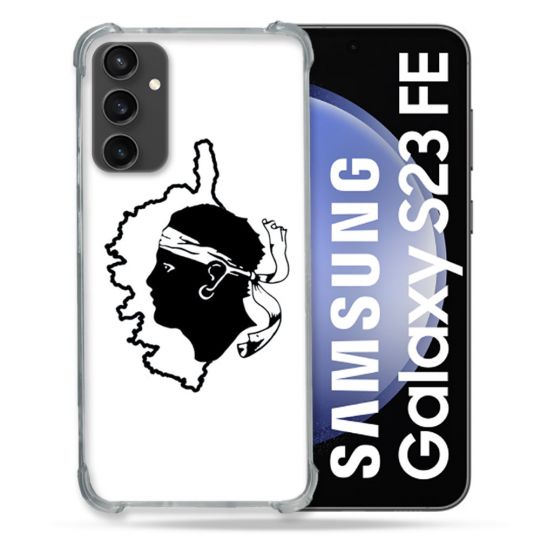 Coque Renforcée En Verre Trempé PourSamsung Galaxy S23 FE Voyage Corse Blanc