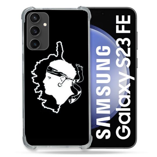 Coque Renforcée En Verre Trempé PourSamsung Galaxy S23 FE Voyage Corse Noir
