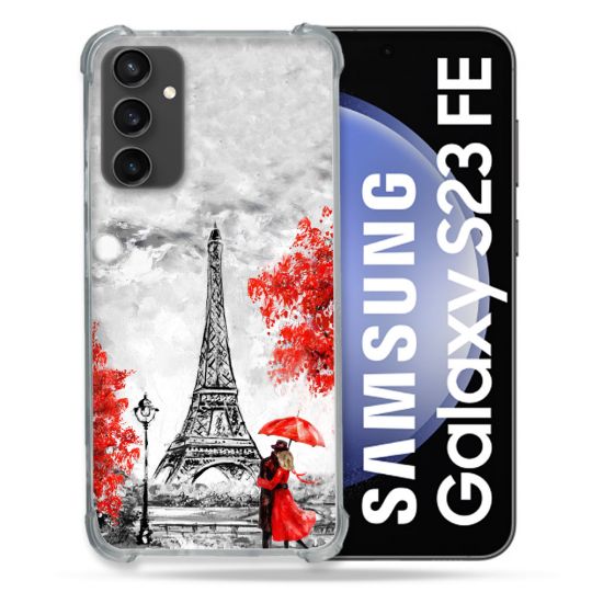 Coque Renforcée En Verre Trempé PourSamsung Galaxy S23 FE Voyage France Paris Rouge
