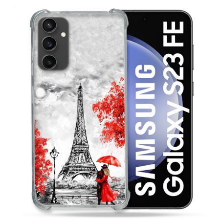 Coque Renforcée En Verre Trempé PourSamsung Galaxy S23 FE Voyage France Paris Rouge
