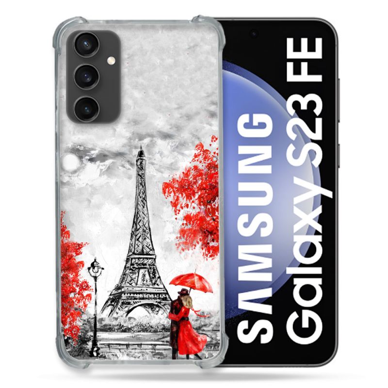 Coque Renforcée En Verre Trempé PourSamsung Galaxy S23 FE Voyage France Paris Rouge