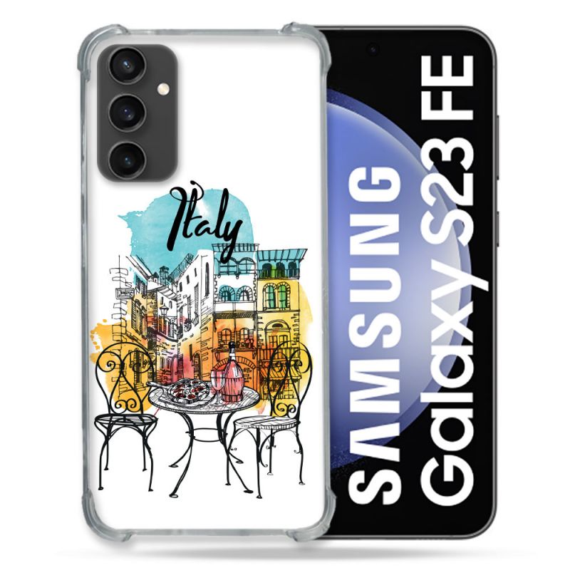 Coque Renforcée En Verre Trempé PourSamsung Galaxy S23 FE Voyage Italie Vintage