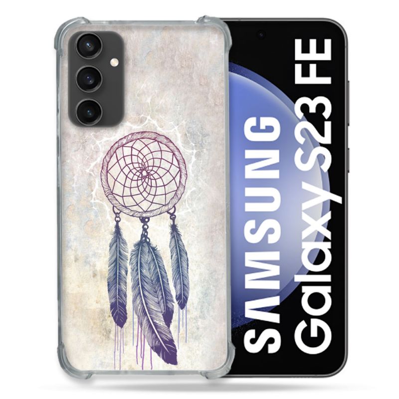 Coque Renforcée En Verre Trempé PourSamsung Galaxy S23 FE Zen Attrape Reve Blanc