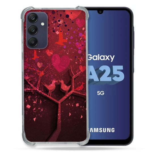 Coque Renforcée En Verre Trempé PourSamsung Galaxy A25 5G Amour Arbre