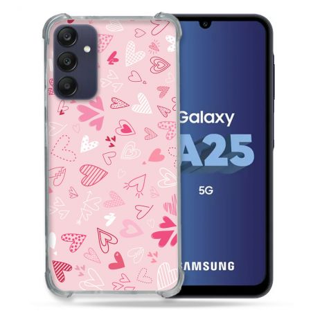 Coque Renforcée En Verre Trempé PourSamsung Galaxy A25 5G Amour Ptis Coeurs