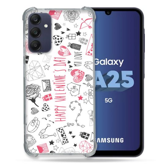 Coque Renforcée En Verre Trempé PourSamsung Galaxy A25 5G Amour Valentines