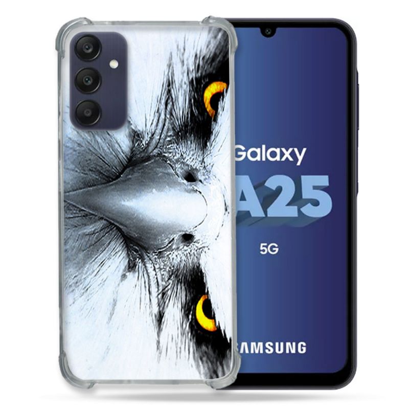 Coque Renforcée En Verre Trempé PourSamsung Galaxy A25 5G Animal Aigle Royal Blanc