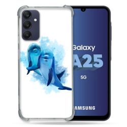 Coque Renforcée En Verre Trempé PourSamsung Galaxy A25 5G Animal Dauphin Duo