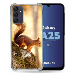 Coque Renforcée En Verre Trempé PourSamsung Galaxy A25 5G Animal Ecureuil Bois