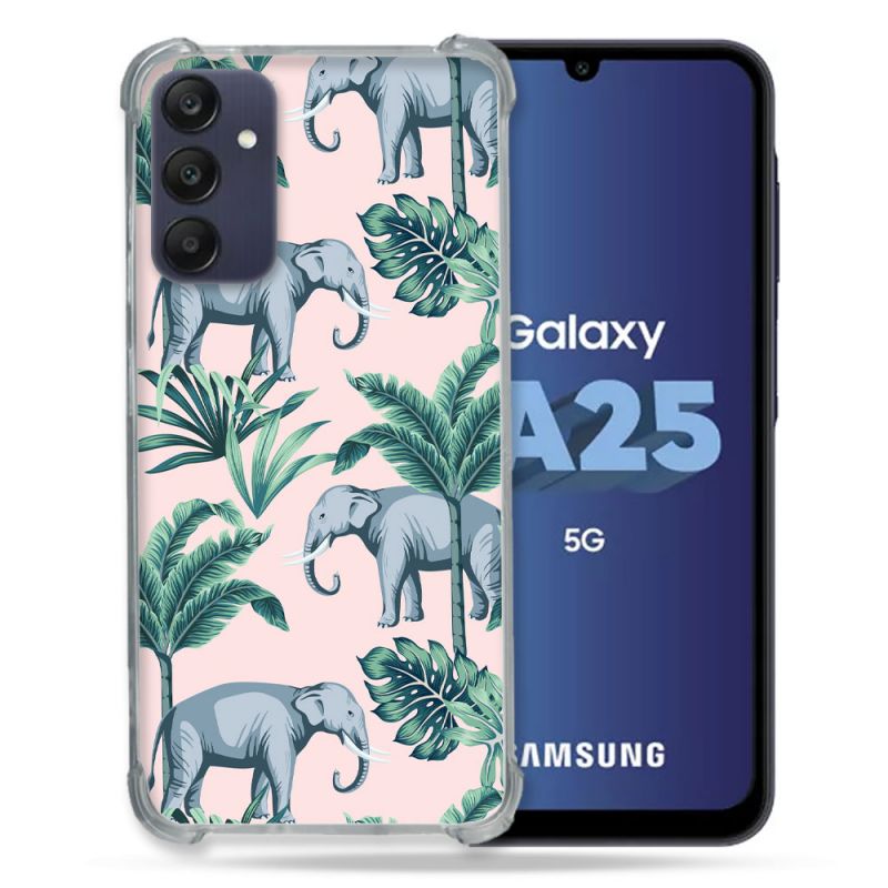 Coque Renforcée En Verre Trempé PourSamsung Galaxy A25 5G Animal Elephant Pattern