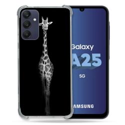 Coque Renforcée En Verre Trempé PourSamsung Galaxy A25 5G Animal Girafe Noire