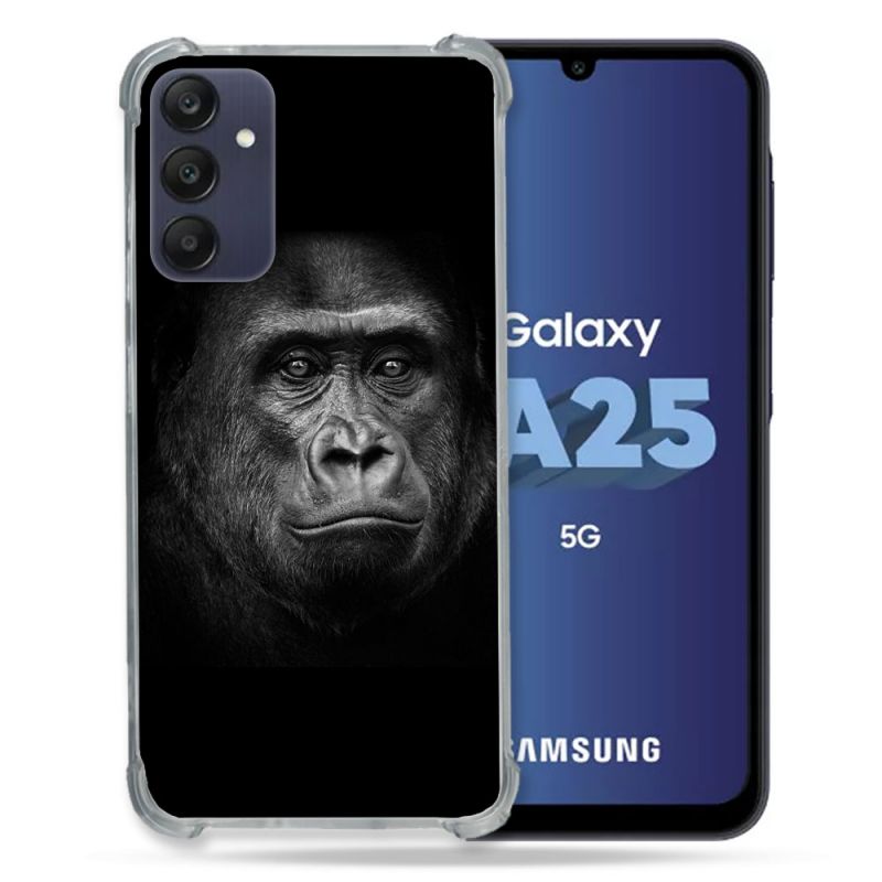 Coque Renforcée En Verre Trempé PourSamsung Galaxy A25 5G Animal Gorille Noir