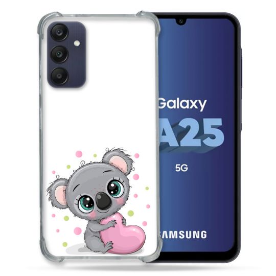 Coque Renforcée En Verre Trempé PourSamsung Galaxy A25 5G Animal Koala Cœur