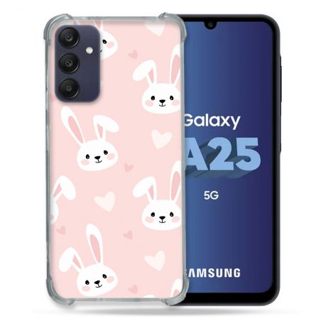 Coque Renforcée En Verre Trempé PourSamsung Galaxy A25 5G Animal Lapin Rose