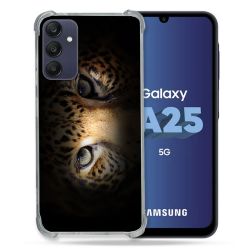 Coque Renforcée En Verre Trempé PourSamsung Galaxy A25 5G Animal Leopard Yeux