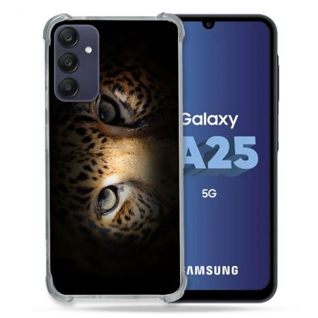 Coque Renforcée En Verre Trempé PourSamsung Galaxy A25 5G Animal Leopard Yeux