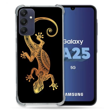 Coque Renforcée En Verre Trempé PourSamsung Galaxy A25 5G Animal Lezard Noir